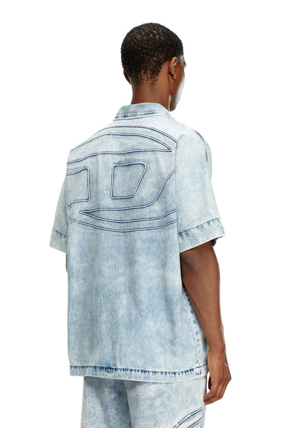 Denim bowling shirt with Oval D